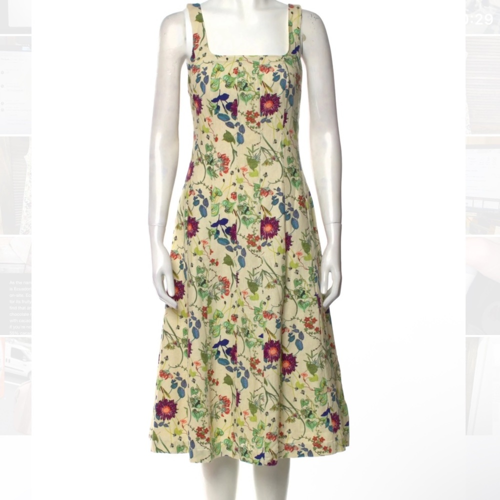 Christian Lacroix Linen Floral Midi Dress